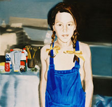 Salopette et pinceaux - 60x60 - Huile sur toile - 2002